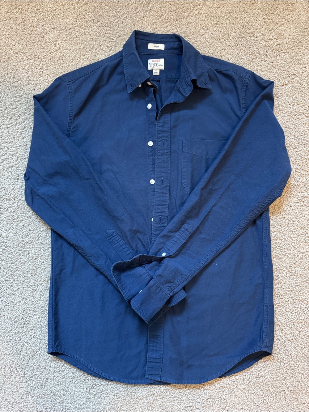 J. Crew Men’s Navy Cotton Button-Down Shirt